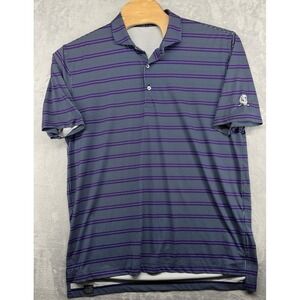 Turtleson Polo Shirt Purple Striped Geometric Golf Shirt Men's Size XL‎